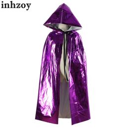 Cosplay Children Boys Girls Halloween Witches Vampires Hoodies Kostuums Shiny Metal Corner Wizards Robes Role-Playing Theme Party's Fancy Outfitsl240502