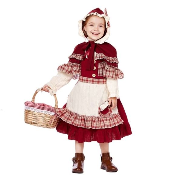 Cosplay Costume De Noël Femmes Designer Cosplay Costume Enfants Petit Chaperon Rouge Costume Scène Drame Performance Lolita Doux Fille Style De Noël Dentelle