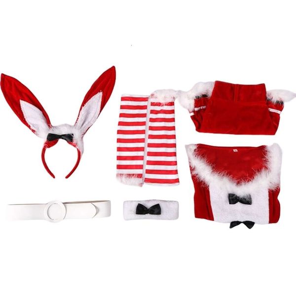 Disfraz de Navidad para mujer, disfraz de Cosplay de diseñador, conjunto de bata de guerra de Año Nuevo, falda, disfraz de chica conejo, vestido de sirvienta sexy, capa roja, ropa temática de Navidad para mujer