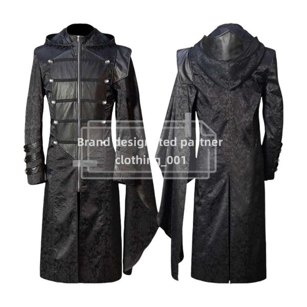 Costume de Cosplay de noël pour femmes, Costume de Cosplay de styliste, uniforme à vapeur pour hommes, col montant en cuir noir, manteau Cape Punk gothique