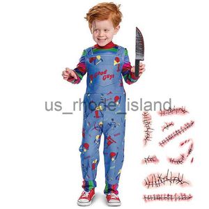 COSPLAY Chucky Halloween -kostuum voor meisjesspel Play Toddler Chucky Costume Stuur littekens tattoo stickers geschenken x0818