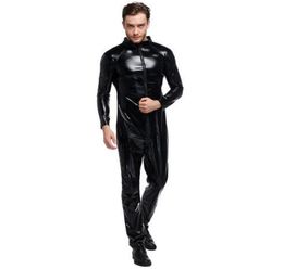 Cosplay Clubwear Biker tenue pu cuir plus taille bodySuit sexy set men039s cuir harnais gay uniforme halloween costumes5632203