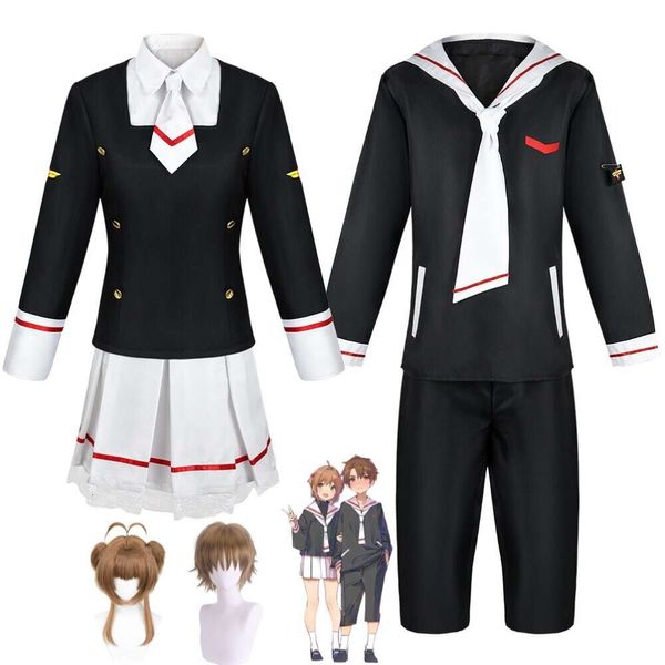 Cosplay Anime Cardcaptor Sakura Ccs Card Captor Kinomoto Li Syaoran Costume perruque école marin uniforme Hallowen Costume