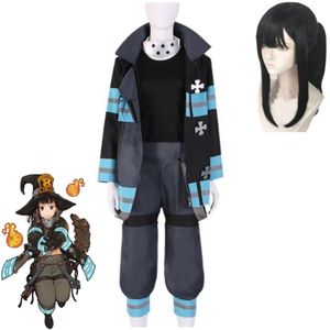 Costume de Cosplay Anime Fire Force Maki Oze, perruque Enn No Shouboutai, tenue d'uniforme d'équipe de fête de carnaval d'halloween