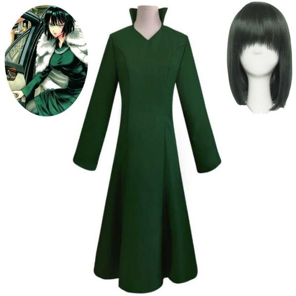 Cosplay Anime One Punch homme Fubuki Costume perruque Wanpanman vert robe à manches longues Hallowen jeu de rôle Costume femme adulte
