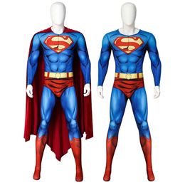 Cosplay Cosplay Comic Superheld Clark Cosplay Kent Kostuum Brandon Routh Kingdom Come Jumpsuit Trunks Cape Halloween Party Outfit voor mannen