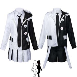 Cosplay Cosplay Game Danganronpa v Killing Harmony Monokuma Costume Anime School JK Uniform Halloween Black and White Suit