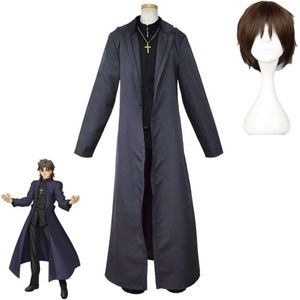 Cosplay Juego de Cosplay Fate Zero Stay Night Kotomine Kirei Disfraz Peluca Anime Mujer Hombre Padre Uniforme Traje Halloween Carnaval Fiesta Traje