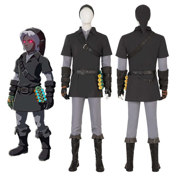 Cosplay Juego de cosplay Tears of the Kingdom Dark Link Disfraz de cosplay para hombres Camisetas Pantalones Zapatos Accesorios Conjunto completo Ropa de fiesta de Halloween