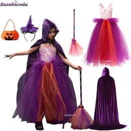 Cosplay Cosplay Hocus Pocus 2 Halloween Carnaval Kind Heks Winifred Kostuum Sarah Mary Sanderson Zusters Aankleden Meisje Jurk Bezem 23090