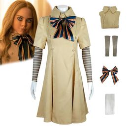 Cosplay cosplay m3gan cosplay costume megan robe ai doll robots jupe top chaussettes horrible film m3gan femmes enfants cosplay robe tenue pour