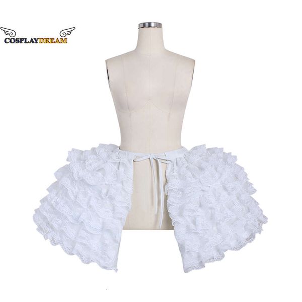 Cosplay Cosplay Medieval Victoriano Rococó Vestido Vestido Blanco Enagua Bullicio Crinolina Fiesta de Bodas Underdress Jupon Underskirt Pannier