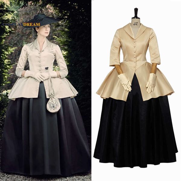 Cosplay Cosplay Outlander Claire Disfraz de cosplay Temporada 2 Claire Traje de vestir escocés del siglo XVIII Vestido de mujer noble medieval TrajeCosplay