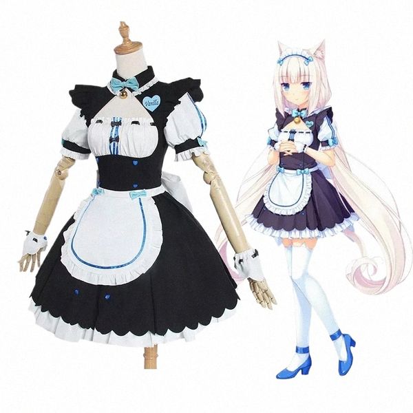 Disfraz de cosplay Anime Chocola Nekopara Cosplay Chocola Vanilla Maid Dr Cat Neko Girl Nekopara Cosplay disfraz de mujer peluca q5Z4 #