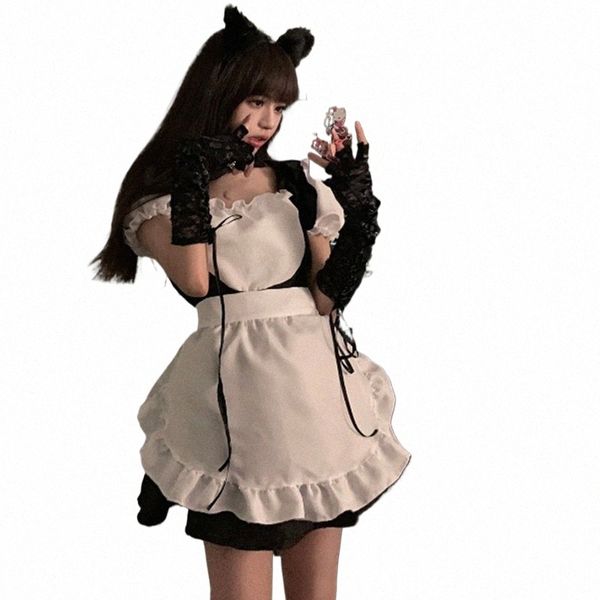 Cosplay Costume Sexy Rétro Classique Maid Outfit Dr Carnaval Vampire Serveur Doux Volants Halen Mini Lolita Serviteur Uniforme C5Kc #