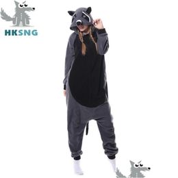 Cosplay Costumes Hksng Animal Adt Grey Raccoon Pyjamas Cartoon Black Racoon Gointer