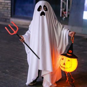 Cosplay mignon enfants Halloween horreur Cape Cape Anime sans visage Cosplay Costumes fantôme blanc glands Cape unisexe Halloween Costume ensemble complet 231005