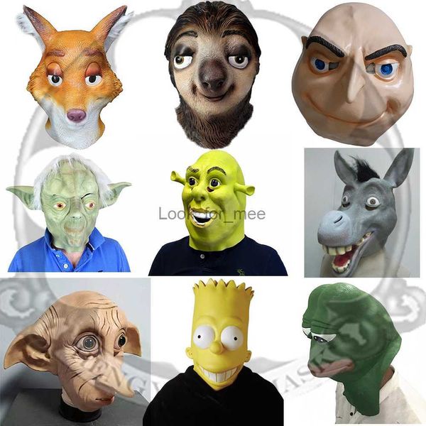 Cosplay Dobby Elfin Latex Masque Shrek Donkey Masques Cartoon Movie Hero Cosplay Mask Kid Party Halloween Mask HKD230810