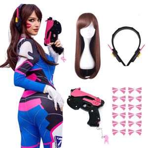 Cosplay Dva Kostuum Bodysuit Zenti Game Vrouwen Sexy Volwassen Jumpsuits Pruik Pistool Oortelefoon Volledige Pak Halloween Party Kostuums Kleding