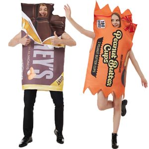cosplay Eraspooky Volwassen Grappig Paar Outfit Chocolade en Pindakaas Kostuums Snack Spons Jumpsuit Halloween Carnaval Fancy Dresscosplay