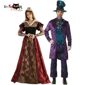 cosplay Eraspooky Alice au pays des merveilles adulte Halloween Couple Costume reine de coeur femmes chapelier fou carnaval fête Dresscosplay