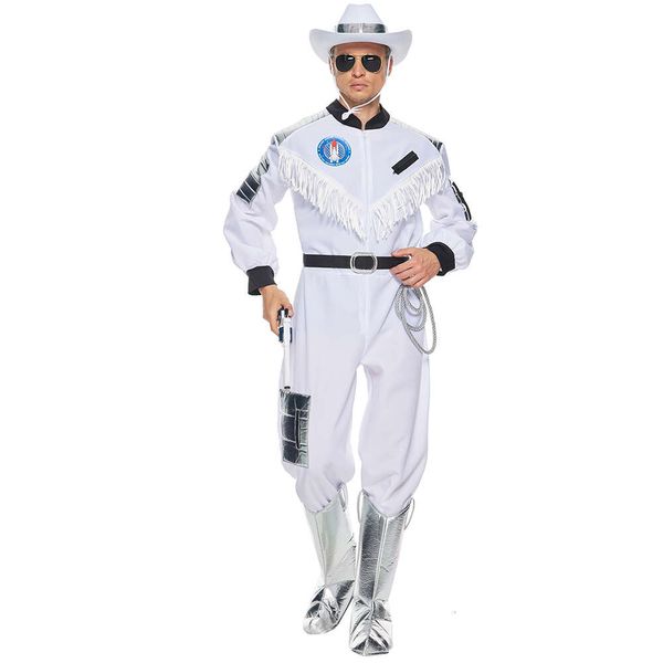 cosplay Eraspooky – robe fantaisie de carnaval pour hommes, Costume de Cowboy spatial, combinaison blanche de Style interstellaire avec chapeau, tenue de scène d'halloweencosplay