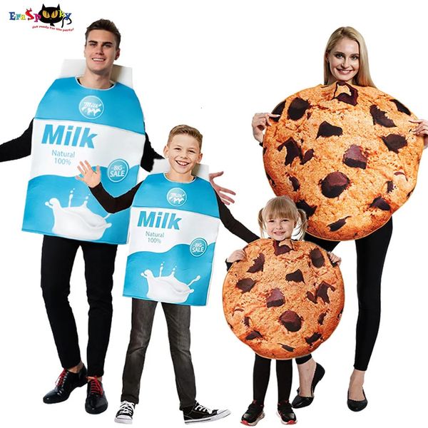 Cosplay Eraspooky Comida divertida Leche Galletas Cosplay Disfraces de Halloween para mujeres adultas Niños Fiesta de Navidad Grupo Familia Trajes a juego 231005