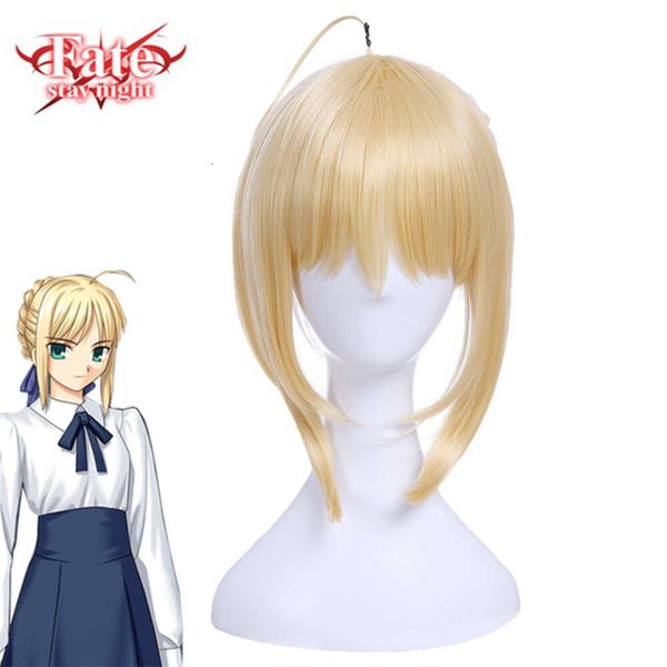 Perruque de cosplay Eraspooky Grand Order Saber Fate Stay Night pour filles, cheveux dorés résistants à la chaleur, perruque de Cosplay Anime courte pour femmes