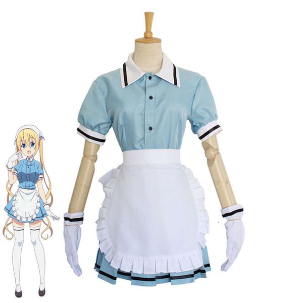 Cosplay Eraspooky Halloween adulte mélange S Hinata Kaho bleu femme de chambre uniforme Anime japon Cosplay femmes bavarois Costumecosplay