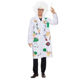 cosplay Eraspooky Halloween voor Volwassen Mad Scientist Kostuum Chemisch Lab Uniform Witte Jas met Pruik Carnaval Purim Fancy Dresscosplay