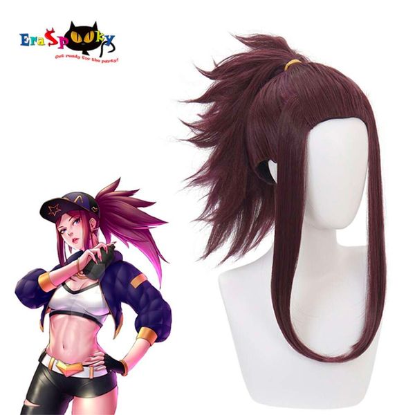 Cosplay Eraspooky League of Legends LOL KDA juego Cosplay Akali peluca mujeres el Rogue Assassin pelo sintético resistente