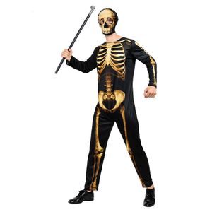 cosplay Eraspooky Mannen Volwassen Halloween Skelet Kostuum Enge Schedel Bot Jumpsuit met Masker Carnaval Feestjurk Upcosplay