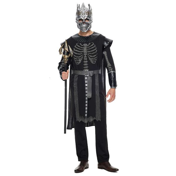 cosplay Eraspooky Hombres Esqueleto Rey Disfraz Disfraces de Halloween Cráneo Muerte Diablo Cosplay Máscara de látex Corona Carnaval Purim Disfracescosplay