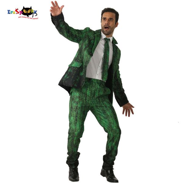 cosplay Costumes de fête Eraspooky hommes 2018 coupe ajustée dégradé vert numéros imprimé Costume Halloween Costume Cosplay déguisement manteau pantalon Tiecosplay