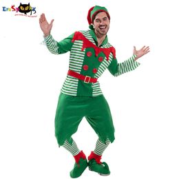 Cosplay Eraspooky Santa Helper Traje Masculino Engraçado Roupa de Elfo de Natal para Adultosplay