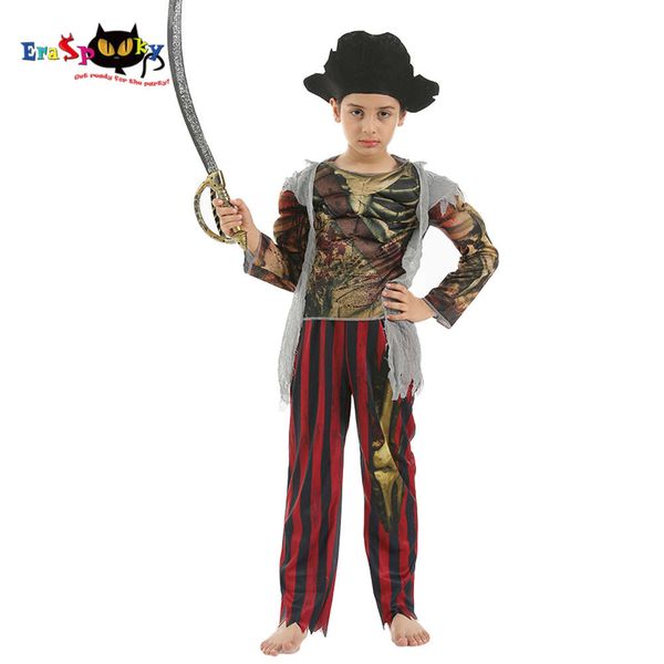 Cosplay Eraspooky esqueleto aterrador pirata caribeño Cosplay niños disfraz de Halloween para niños fiesta vestido de lujo piratas Hatcosplay