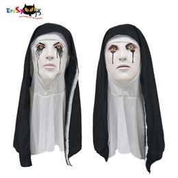 cosplay Eraspooky the Conjuring Horror Llorón Monja Máscara de Látex Accesorios de Disfraces de Halloween para Adultos Juego Roombreak Party Cosplay Headgearcosplay