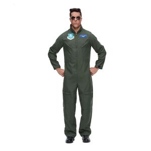 cosplay Eraspooky Top Gun Cosplay Vlucht Pak Uniform Halloween Kostuums Mannen Volwassen Legergroen Militaire Piloot Officier Jumpsuitcosplay