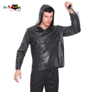 cosplay européen adulte guerrier médiéval chevalier vêtements haut hommes sweats à capuche pull déguisement Halloween Costume noir Gauzecosplay