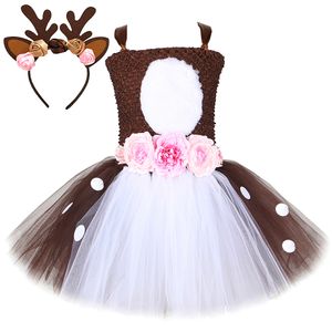 Cosplay bloemen herten kostuum voor meisjes rendier kerst tutu jurk kinderen Halloween kostuums babymeisjes kleding kinderen verjaardag outfits 230406