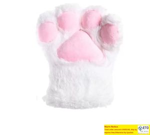 Cosplay fourrure chat ours patte gant loup chien renard griffes gants Anime Costume accessoires femmes filles peluche main couverture mitaines pour noël