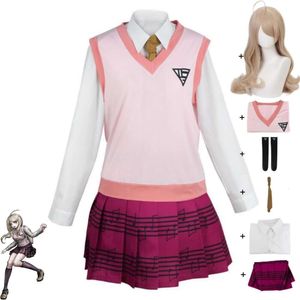 Jeu de Cosplay Dangan Ronpa Danganronpa V Killing Harmony Kaede Akamatsu, perruque de Costume de Cosplay, uniforme d'école Anime Jk, Costume d'halloween