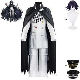 Jeu de Cosplay Kokichi Oma Dangan Ronpa Danganronpa V, Costume de Cosplay, perruque, chapeau, uniforme de président Anime, Costume d'halloween