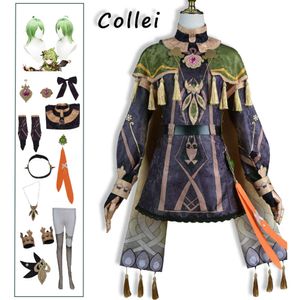 Costume de Cosplay Genshin Impact Collei, robe verte, perruque Sumeru Dendro Avidya Forest Ranger stagiaire, Costume de bande dessinée, jeu d'anime
