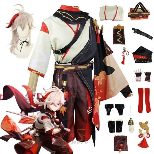 Cosplay Genshin Impact Kaedehara Kazuha Cosplay Halloween carnaval samouraï Costume perruque lunettes rouges