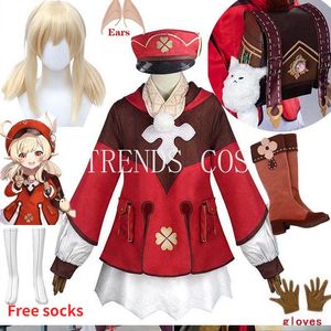 Cosplay Genshin Impact Klee Cosplay Costume Sac À Dos Dodoco Perruque Klee Enfants Tenues Robe Sac À Dos Chaussures Bottes Halloween Carnaval Bande Dessinée 230331