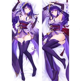 Cosplay Genshin Impact Raiden Shogun Hing Body almohada Dakimakura Beelzebul funda de almohada de doble cara