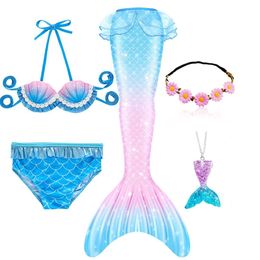 Cosplay Girls Mermaid Tails Zwemmen Swimwear zwembare strandkleding Little Children Swimsuit Kids Halloween kostuums 230818