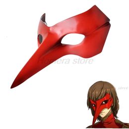 Cosplay Goro Akechi Masker Cosplay Anime Persona Rol Crow Halfgelaatshelm Hars Hoofddeksels Halloween Maskerade Partij Kostuum Prop