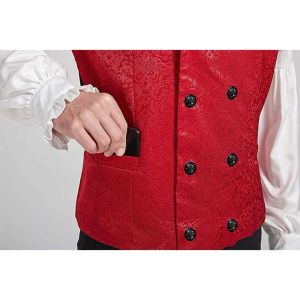 Cosplay Gothic Victoriaans vest voor heren Steampunk-stijl Vest Uniek decoratief patroon Rood/zwart/wit S